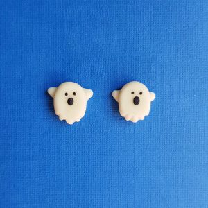 Glow In The Dark Halloween Ghost Earrings Spooky Gift Stud Earrings With Surgical Steel Backs For Sensitive Ears. Handmade item.
