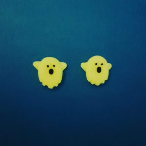Glow In The Dark Halloween Ghost Earrings Spooky Gift Stud Earrings With Surgical Steel Backs For Sensitive Ears.