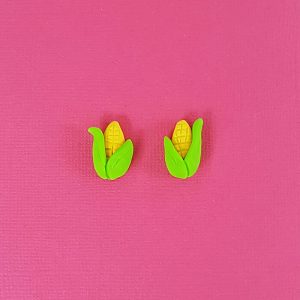 Mini Yellow Corn Stud Earrings Handmade From Polymer Clay