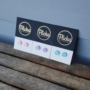 Pastel Pink Pastel Blue and Pastel Purple Art Deco Stud Earrings Handmade