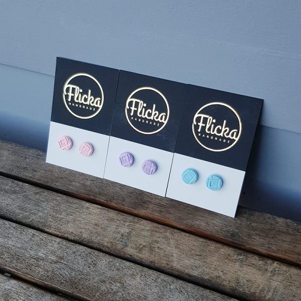 Pastel Pink Pastel Blue and Pastel Purple Art Deco Stud Earrings Handmade