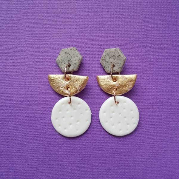 Gold Monochrome handmade earrings dangle/drop style