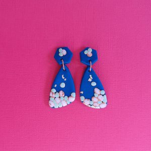 Blue butterfly wing abstract earrings