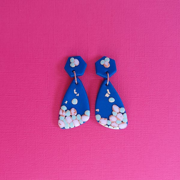 Blue butterfly wing abstract earrings