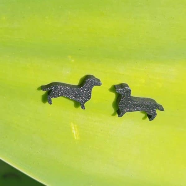 Black dachshund dog earrings handmade from polymer.
